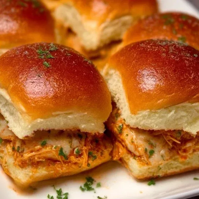 Spicy Buffalo Chicken Sliders with a side of creamy ranch sauce