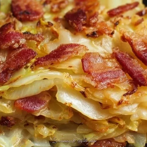 Delicious bacon and cabbage dish served on a plate