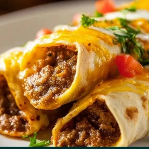 Delicious Cheesy Beef Flautas served with toppings