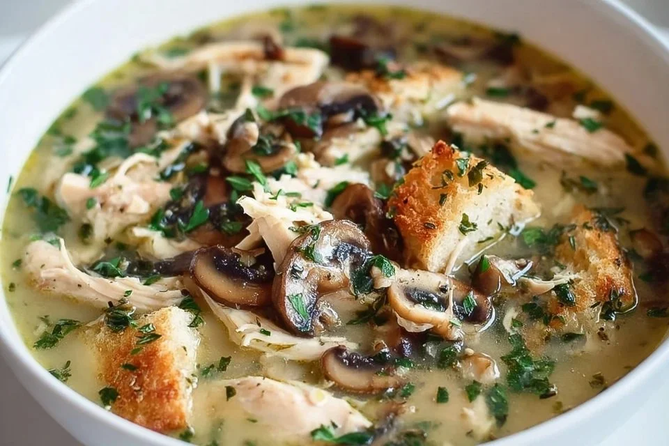Comforting Rotisserie Chicken and Mushroom Soup