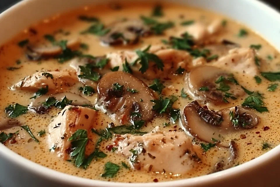 Creamy Rotisserie Chicken & Mushroom Soup