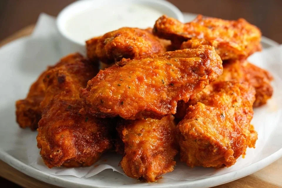 Crispy Double Air Fried Buffalo Chicken Wings