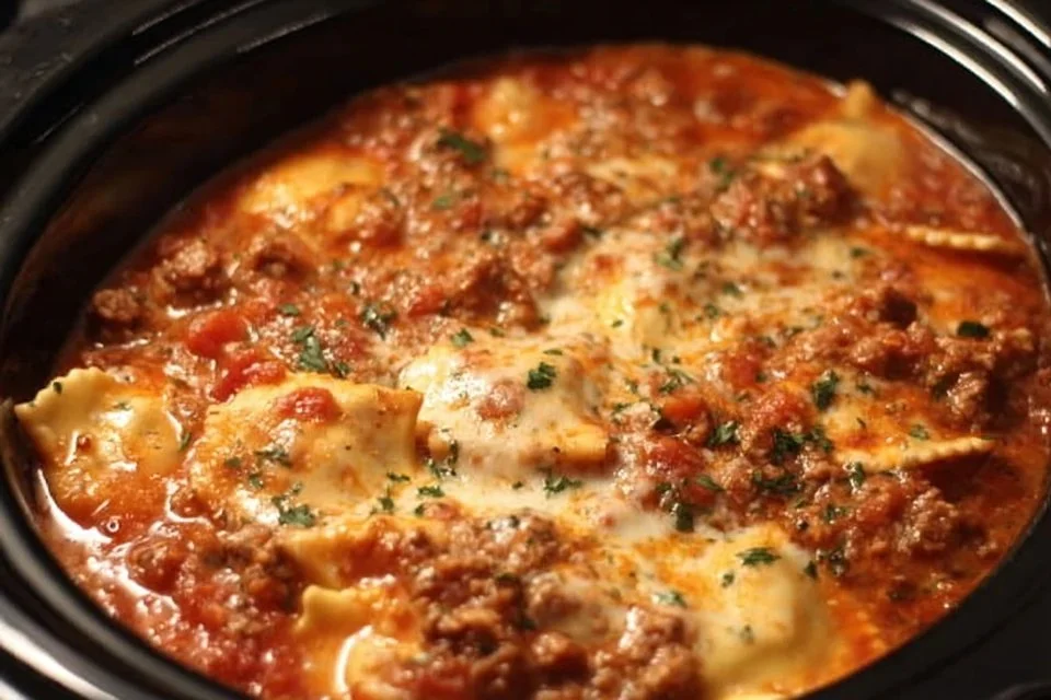 Crockpot Ravioli Lasagna