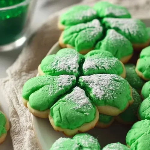 Festively decorated St. Patrick's Day cookies in green and gold