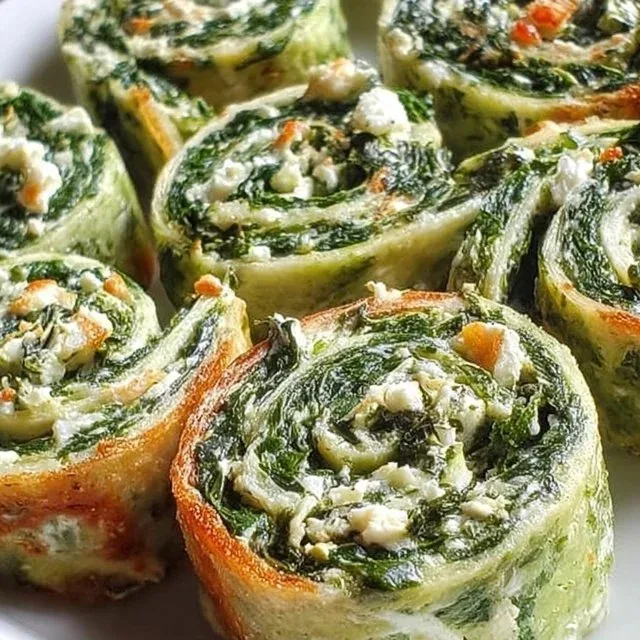 Green Spinach Dip Pinwheels garnished and ready to serve.