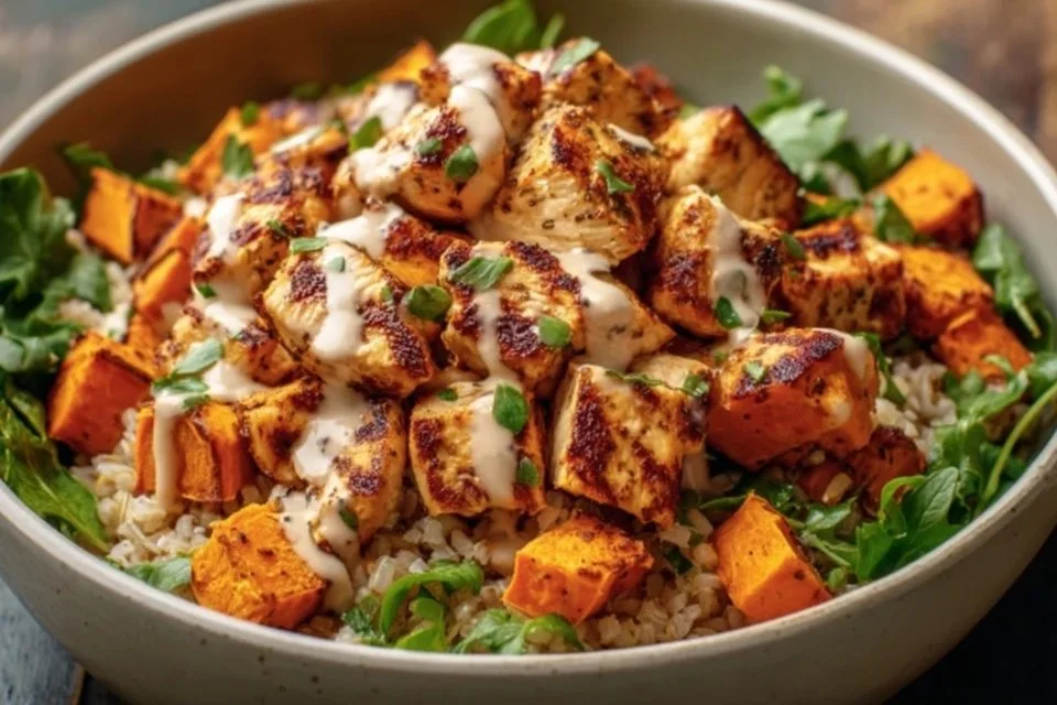 Healthy Chicken & Sweet Potato Rice Bowl