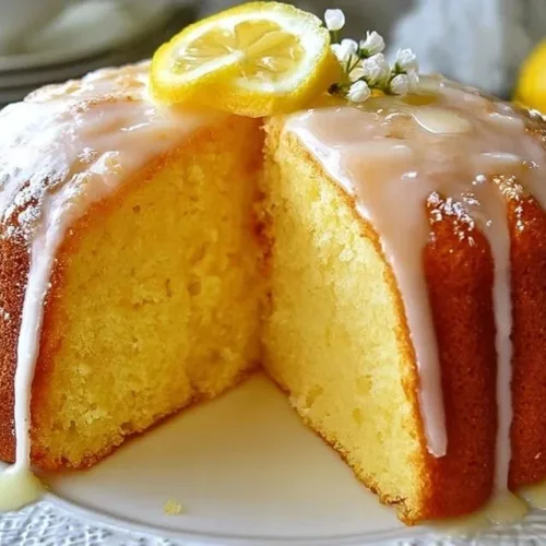 Irresistible delicious lemon cake with icing and fresh lemon slices