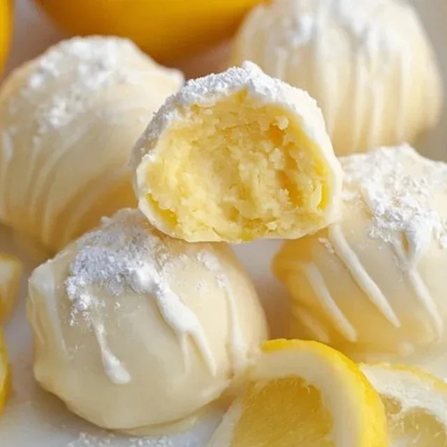 Delicious homemade lemon truffles on a white plate, garnished with lemon zest.