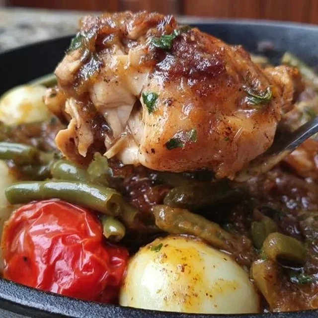 A delicious plate of Mississippi Chicken served with sides.