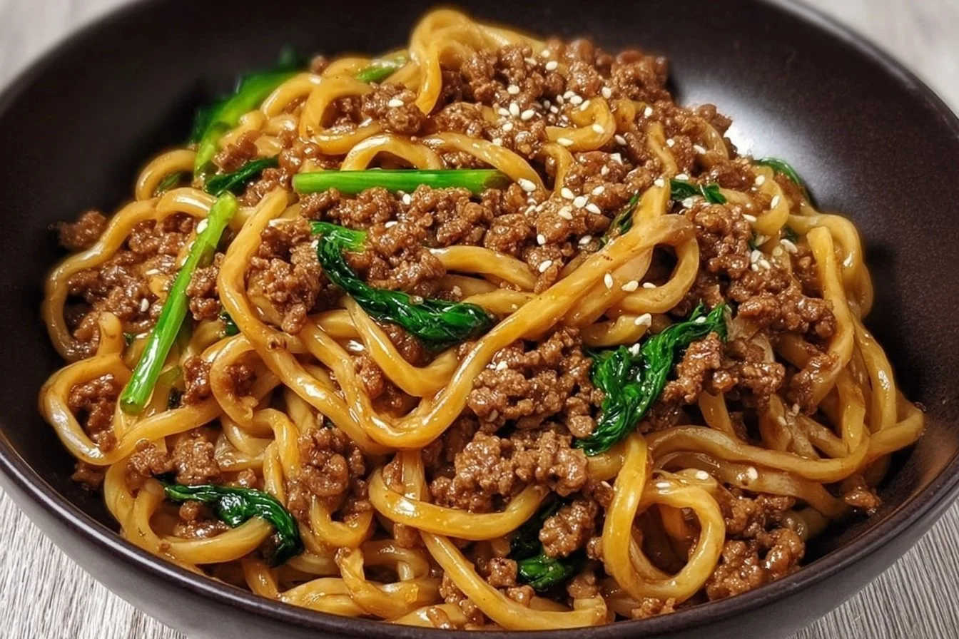 Mongolian Ground Beef Noodles Recipe