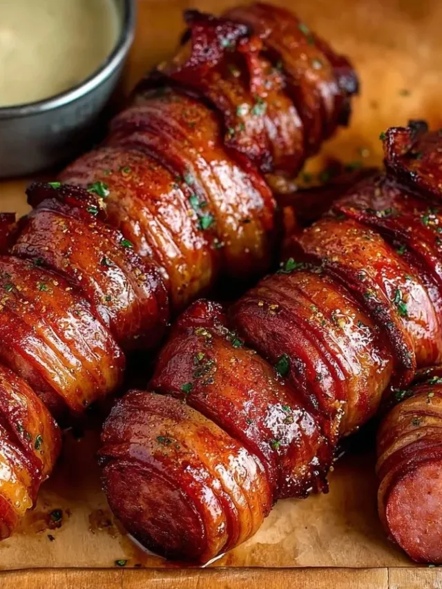 Mustard Hasselback Kielbasa Bites presented on a serving platter.