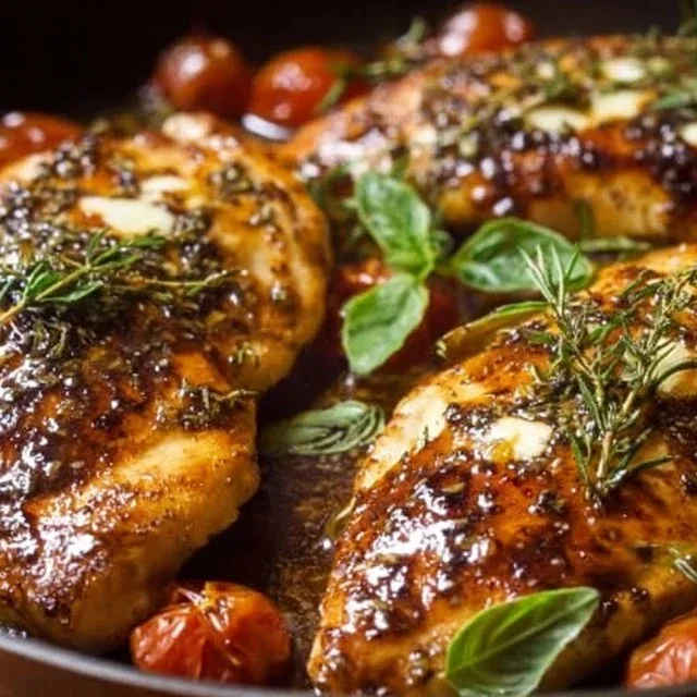 One-Pan Juicy Chicken cooked in Balsamic Sauce