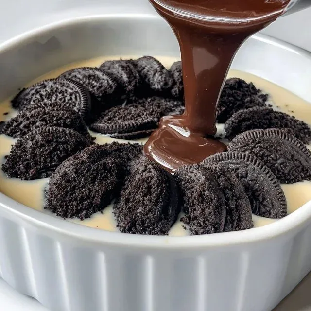 Delicious Oreo Dump Cake with layers of Oreos and chocolate