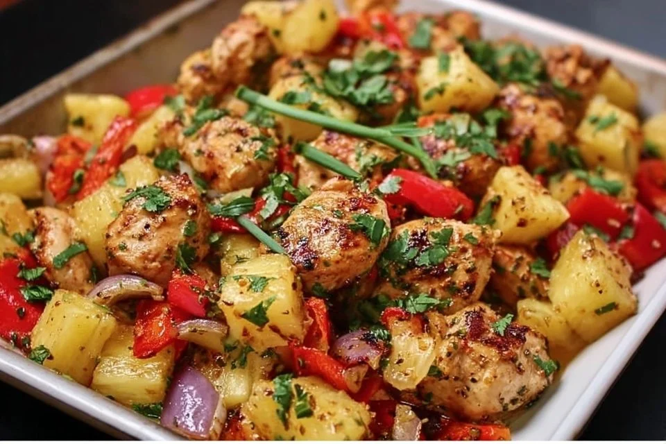 Pineapple Chicken Sheet Pan Dinner