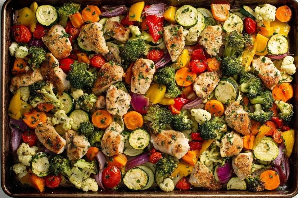 Sheet Pan Chicken with Rainbow Vegetables