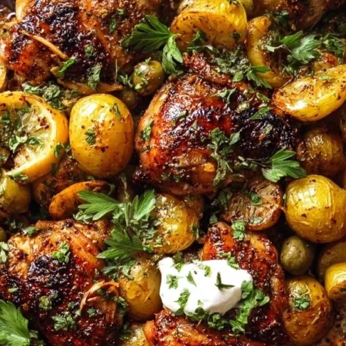 Sheet pan with lemon balsamic chicken and roasted potatoes