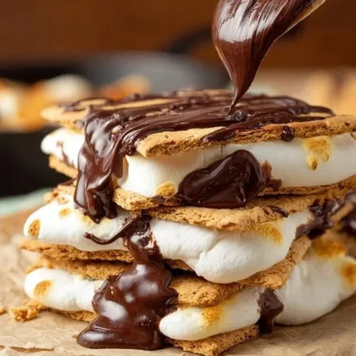 Delicious s'mores with chocolate and marshmallows on graham crackers
