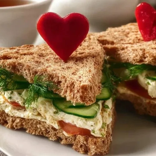 A variety of colorful tea sandwiches on a platter ready for a tea party.