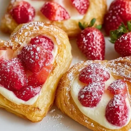 Romantic Valentine's breakfast with heart-shaped pancakes and fresh berries