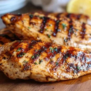 Deliciously grilled chicken breast garnished with herbs and spices