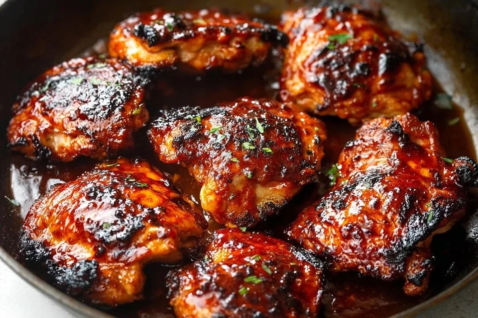 Caramelized BBQ Chicken Thighs in the Oven