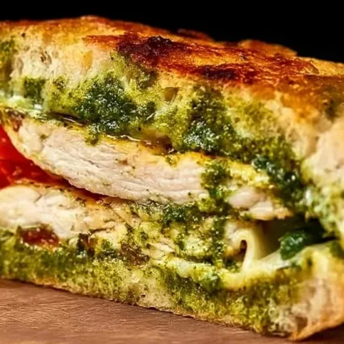 Delicious Chicken Pesto Sandwich with fresh ingredients and vibrant colors