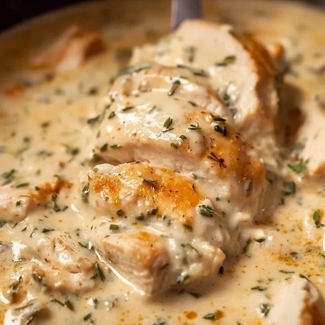 Creamy Ranch Chicken Crockpot dish served with herbs and spices