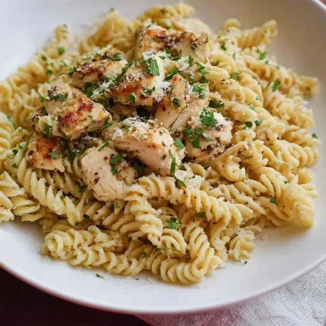 Crockpot garlic parmesan chicken served with herbs and vegetables
