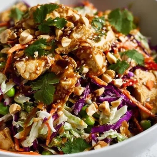Crunchy Asian Chicken Salad with fresh vegetables and grilled chicken