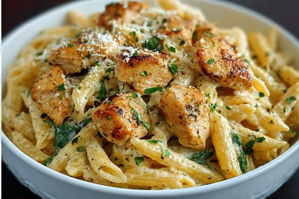 Healthy Garlic Parmesan Chicken Pasta