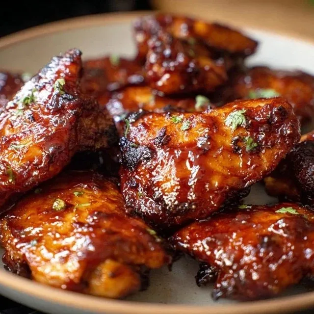 Honey BBQ Chicken Thighs cooked in an air fryer, golden brown and delicious.