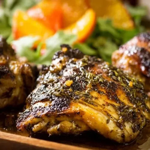 Deliciously grilled Jamaican Jerk Chicken with vibrant spices and herbs.