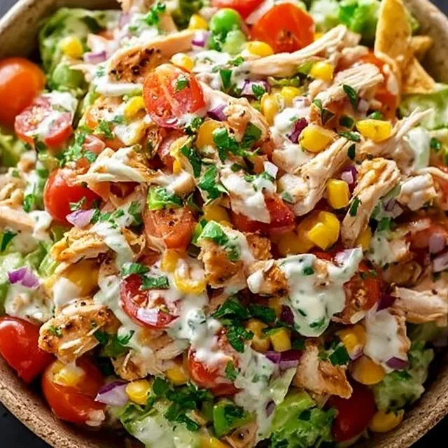 Delicious Mexican Chicken Salad with fresh vegetables and grilled chicken.