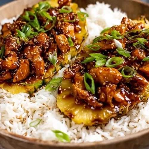 Delicious Pineapple Teriyaki Chicken served with vibrant vegetables.