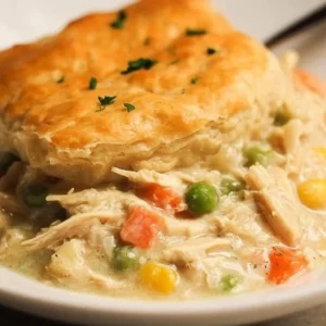 Delicious slow cooker chicken pot pie with golden crust and creamy filling