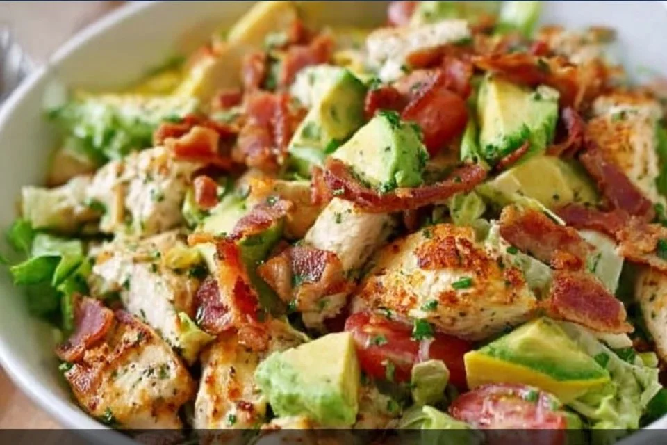 Zesty Lemon Chicken Salad with Avocado and Crispy Bacon