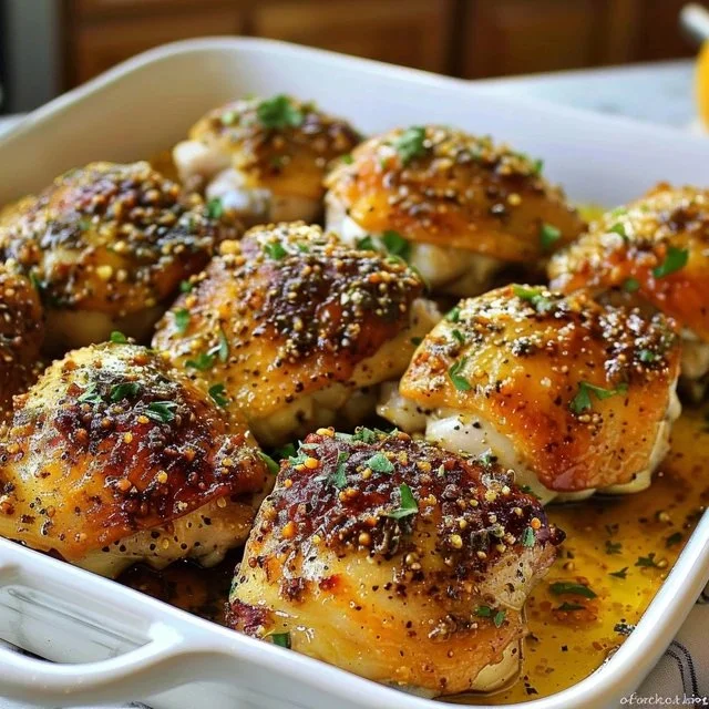 Oven-baked boneless chicken thighs with herbs and spices on a plate