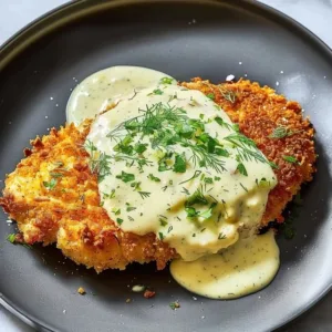 Crispy Parmesan-Crusted Chicken Cutlets with Creamy Dill Pickle Sauce