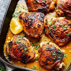 Delicious easy skillet chicken thighs cooked in a pan with herbs and spices