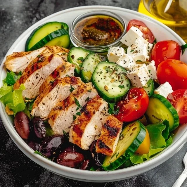 Healthy Greek Salad with Chicken