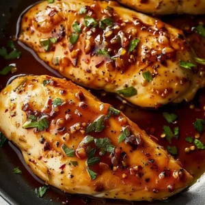 Honey Garlic Chicken Breasts glazed with sweet honey and garlic sauce
