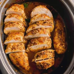 Juicy Crockpot Chicken served with vegetables in a bowl