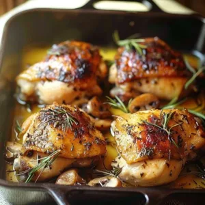 Delicious baked boneless chicken thighs ready to serve