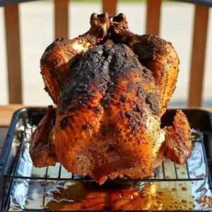 Juicy Beer Can Chicken cooked over a grill for perfect flavor and tenderness