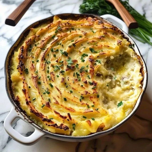 Delicious Chicken Shepherd's Pie with creamy mashed potatoes and vegetables
