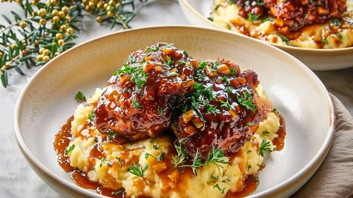 Chipotle Honey Chicken Thighs with Smoked Gouda Mashed Potatoes
