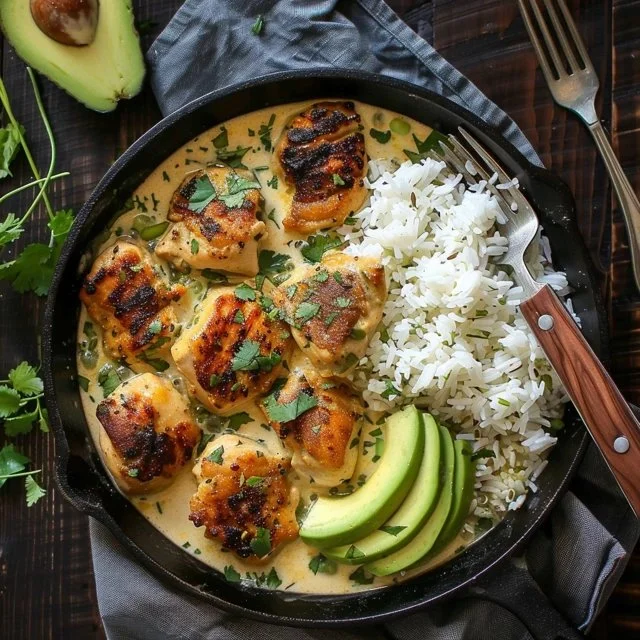 Creamy Coconut Chicken dish served with garnishes, ready in 30 minutes.