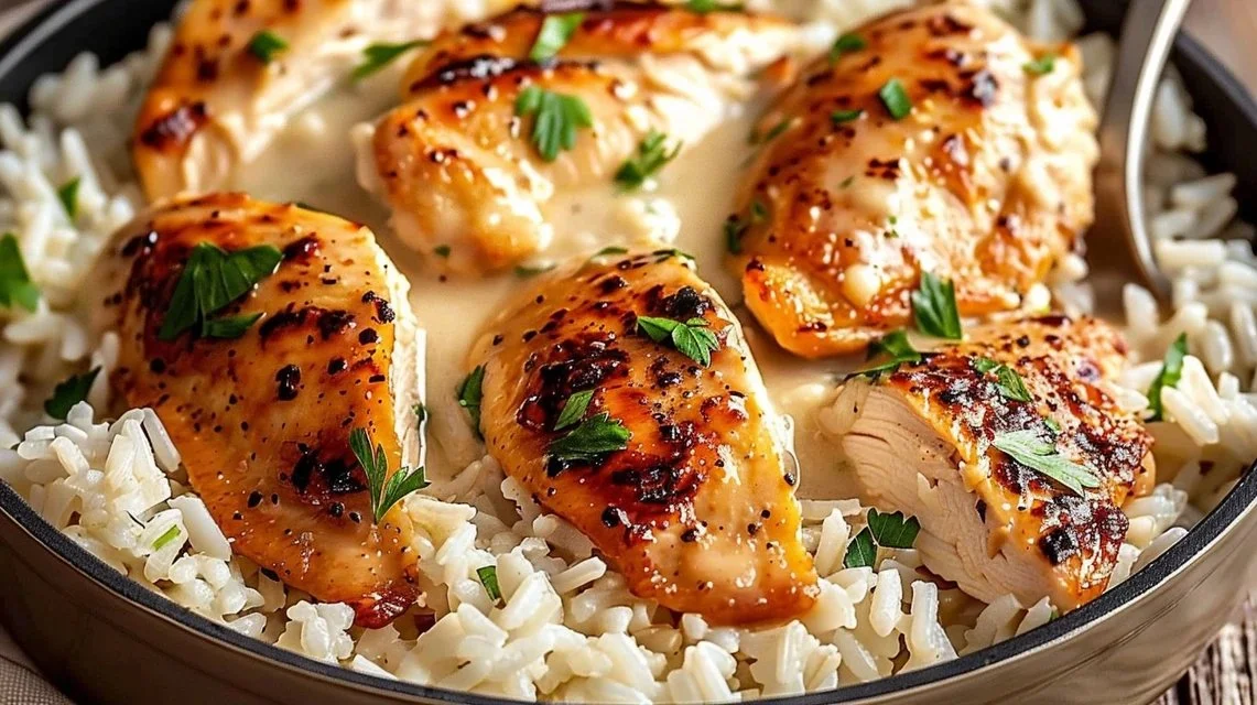 Creamy Smothered Chicken and Rice – Easy Dinner Idea