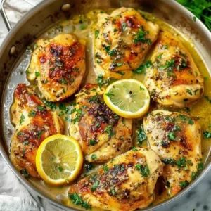 Delicious easy lemon chicken recipe served with fresh herbs and lemon slices