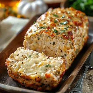Garlic Parmesan Chicken Meatloaves served with sides on a plate